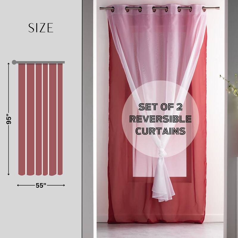 Double Layer Window Extra Wide Curtain Drape Elegant Two-Tone Sheer Curtain