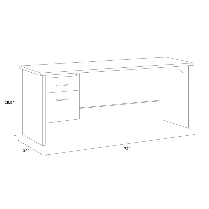 Hirsh 24D x 72W Left Hand Single Pedestal Office Desk Credenza, Black / Walnut