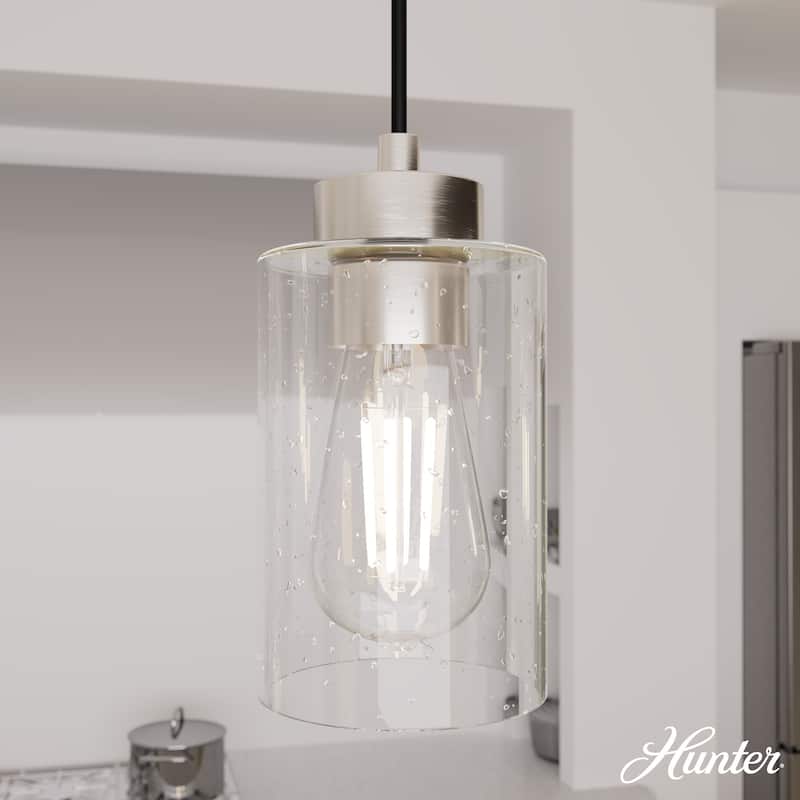 Hunter Hartland 3-Light Cluster Pendant/Chandelier - Dining Room, Kitchen, Bedroom, Entry - Farmhouse, Industrial, Modern - Linear - Brushed Nickel