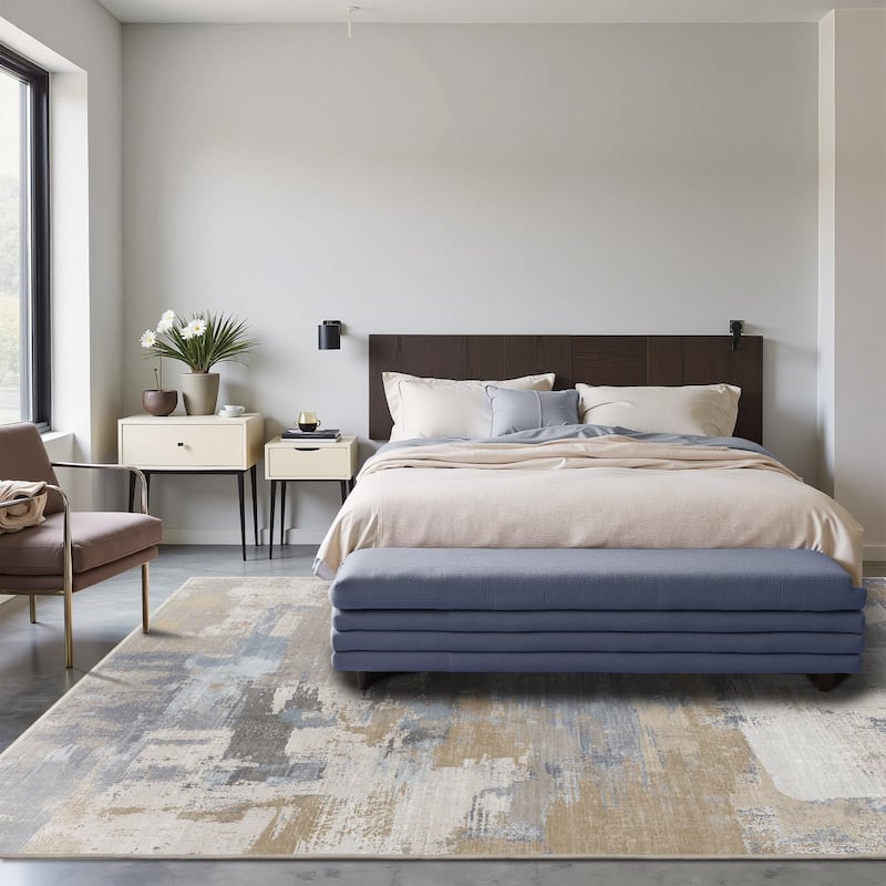 Mcow Modern Abstract Machine Washable Low Pile Area Rugs - 8'X10'