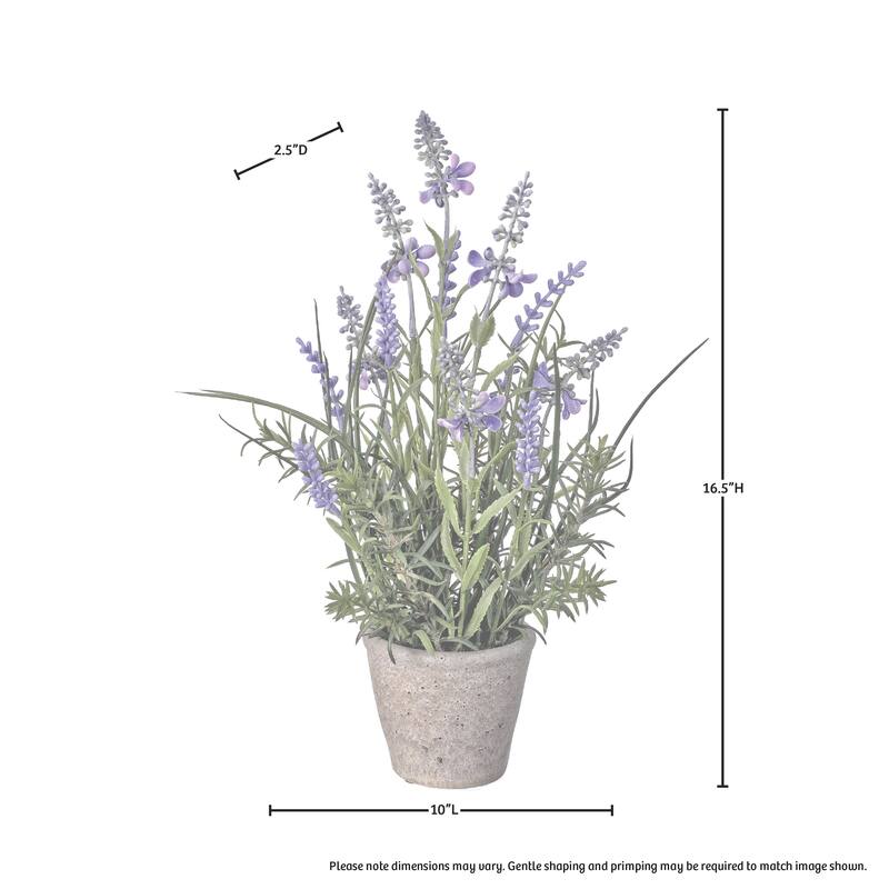 Plastic Lavender In Cement Pot 12"