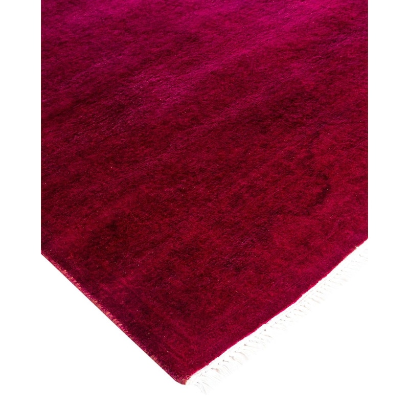 Overton Hand Knotted Wool Vintage Inspired Modern Contemporary Overdyed Pink Runner Rug - 2' 7" x 17' 7"