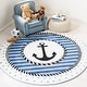 preview thumbnail 1 of 22, SAFAVIEH Carousel Kids Aftina Nautical Anchor Rug 3' Round - Navy/Ivory - Round