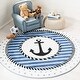 preview thumbnail 23 of 25, SAFAVIEH Carousel Kids Sybill Nautical Anchor Rug 3' Round - Navy/Ivory