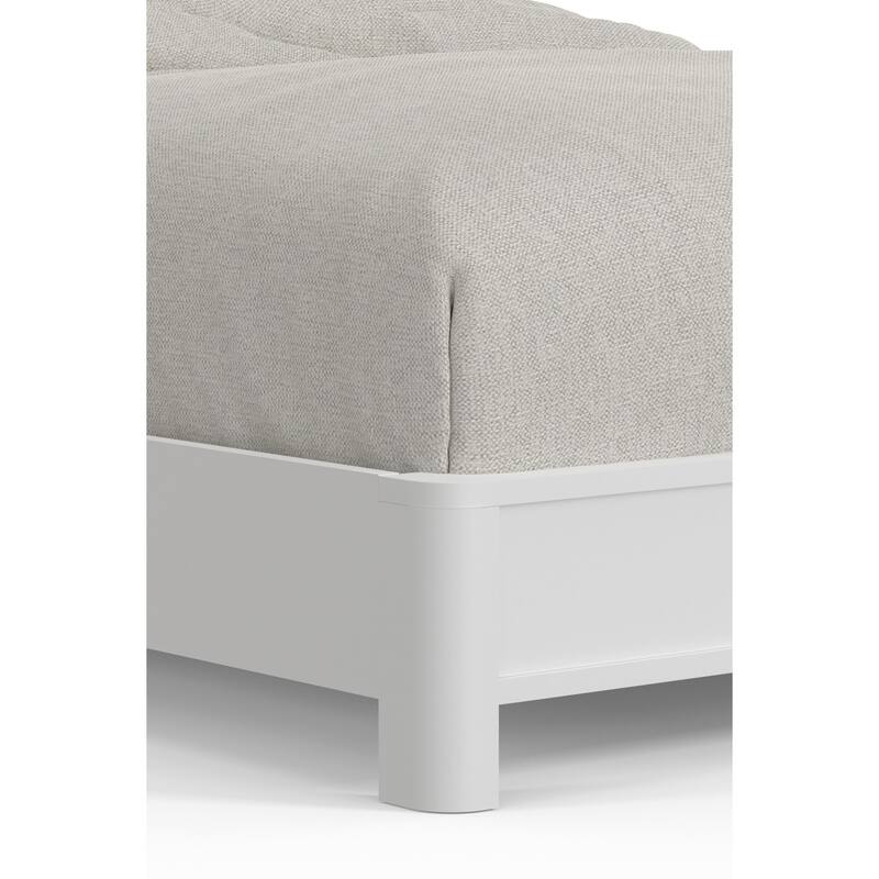 King Panel Bed - White Mahogany Solids & Veneers - Scalloped Headboard - Sturdy Bedroom Furniture