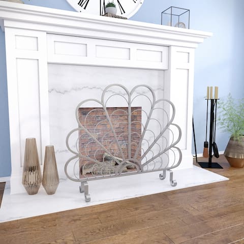 Silver Orchid Venango Transitional Silver Metal Fireplace Screen