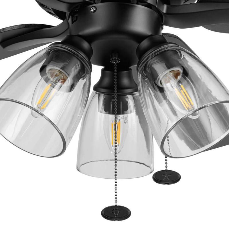 Prominence Home 52" Glenmont Indoor Matte Black Ceiling Fan with Light & Pull Chain - 52 Inches