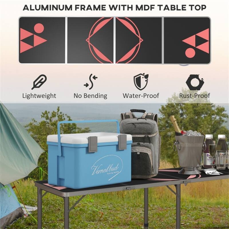 Aluminum Frame Foldable Picnic Table with 3 Height Settings and Lightweight Easy to Store