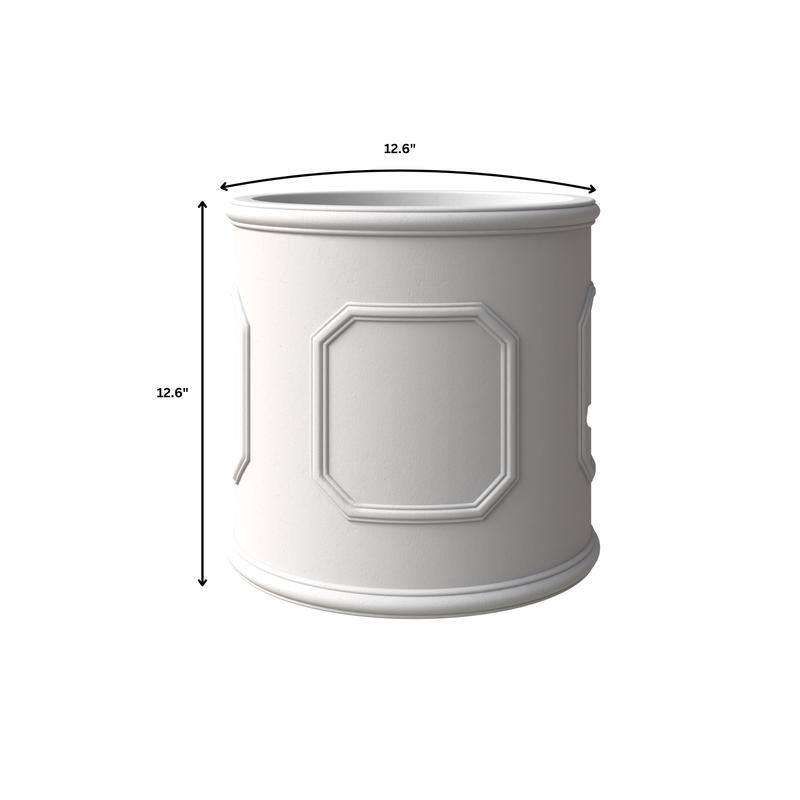 Meadow Classic Round Fiberstone and MGO Clay Planter with Drainage for Indoor Outdoor Home Office Yard Patio Fully Assembled