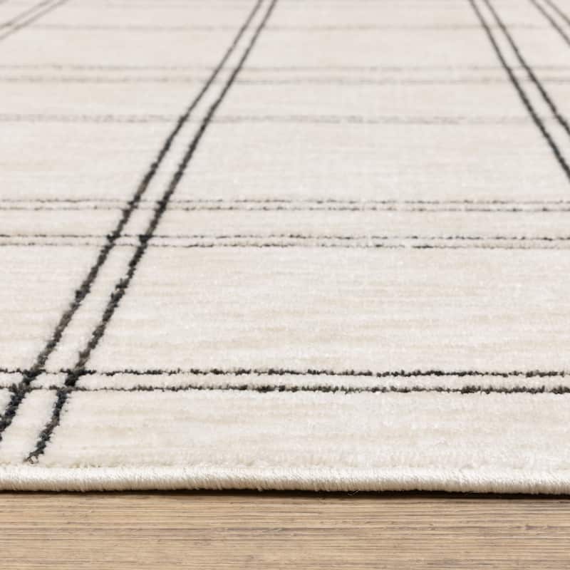 Hansel Updated Plaid Beige/ Black Area Rug