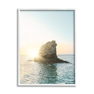 Stupell Ocean Rock at Sunset Framed Giclee Art Design by Sisi and Seb ...