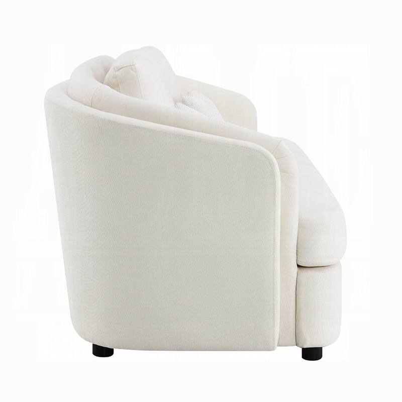Riku Sofa, 2 Lumbar Pillows, 84 Inch, Beige Linen, Modern Shape