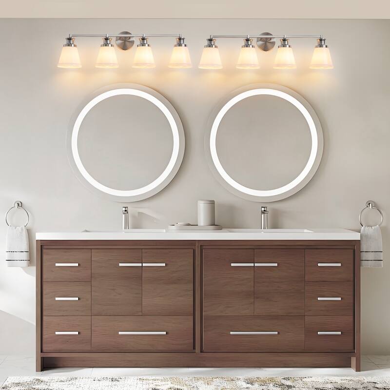 Modern Vanity Lights 3/4 Light Bathroom Dimmable Light Fixture Wall Sconce with Glass Shades