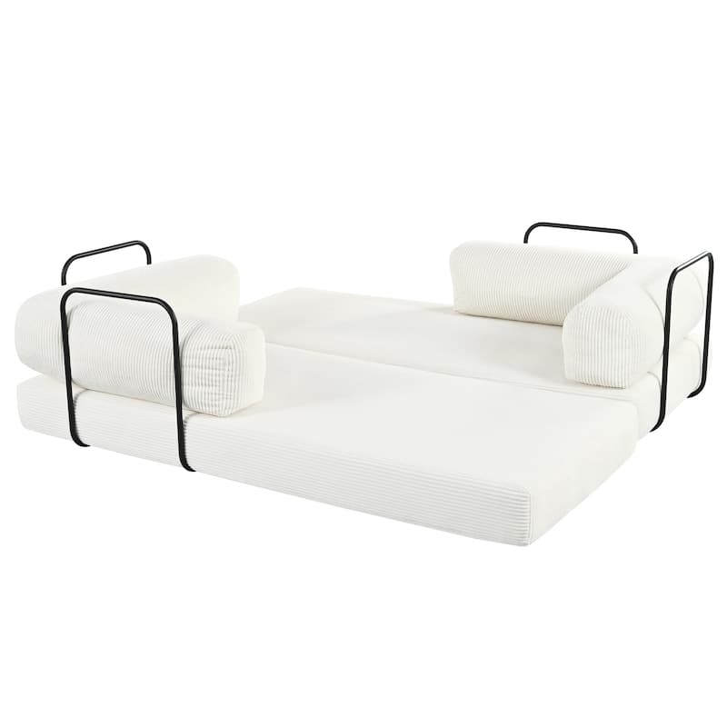 L-Shaped Modular Sofa Bed in Corduroy Fabric, Ideal for Living Rooms and Apartments