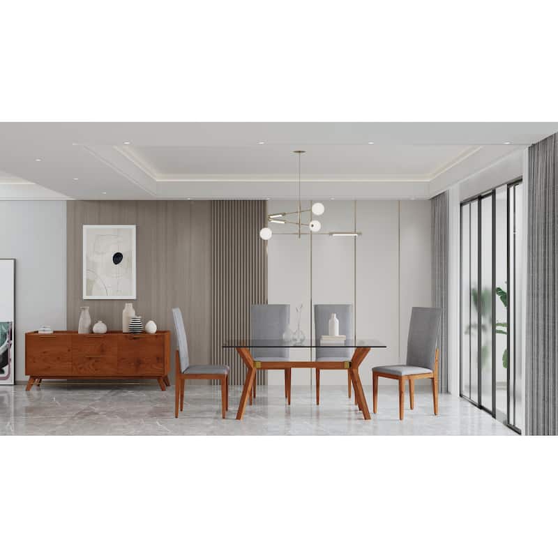 Rye Studio Waldorf Modern Glass Dining Table