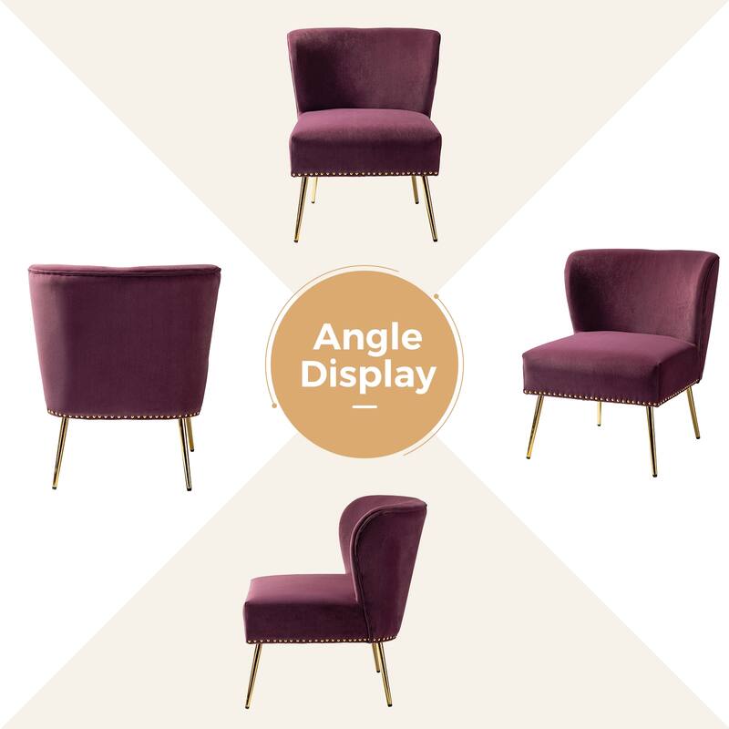 Celtia Modern Velvet Accent Side Chair with Nailhead Trim by HULALA HOME