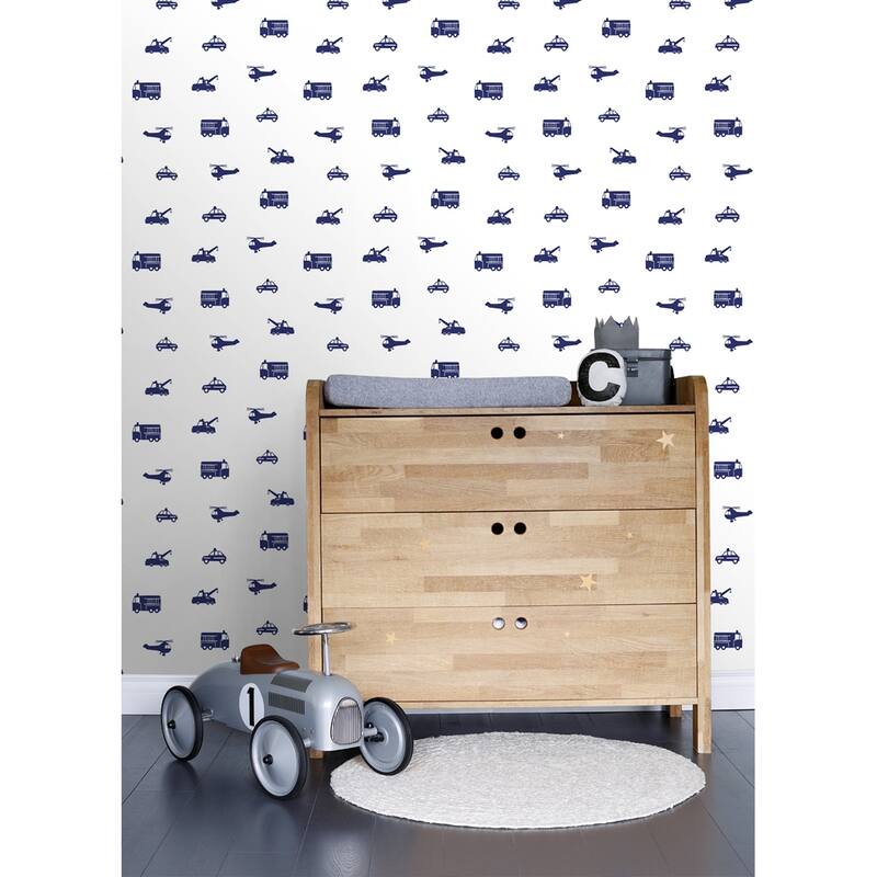 Chesapeake Briony Navy Vehicles Wallpaper - 20.9 x 396 x 0.025