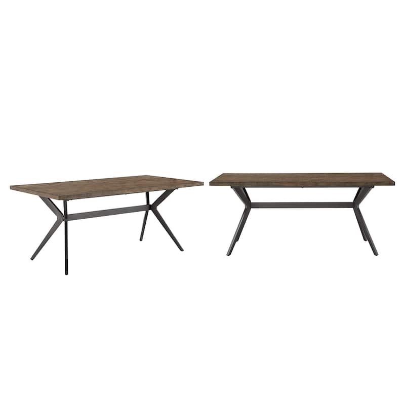 Vaduz 70" Iron Grey Metal Base 4-6 Person Dining Table - Driftwood Grey