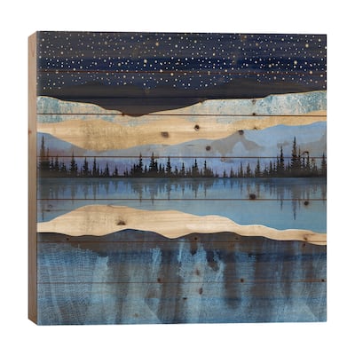 Midnight Lake Print On Wood by SpaceFrog Designs - Multi-Color