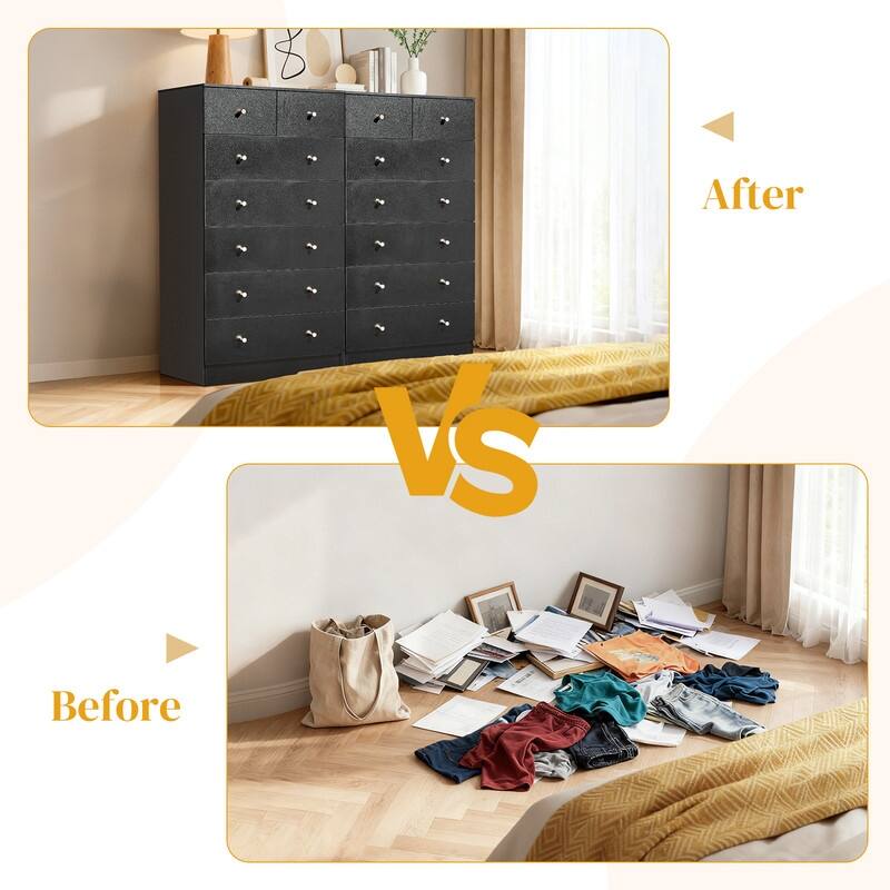 Large 7-Drawer Dresser For Bedroom And Chest Of Drawers With Sturdy Construction Wood Storage Organizer For Closet