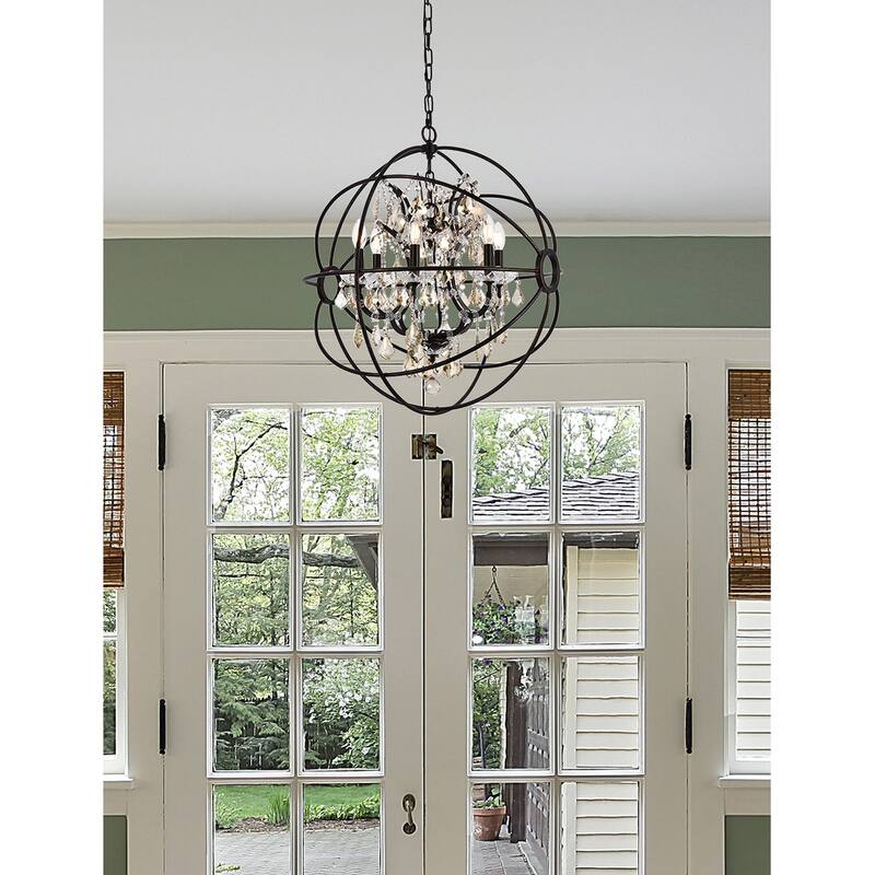 Royce Edge 6 light Dark Bronze Chandelier - dark bronze royal cut golden teak (smoky) crystals