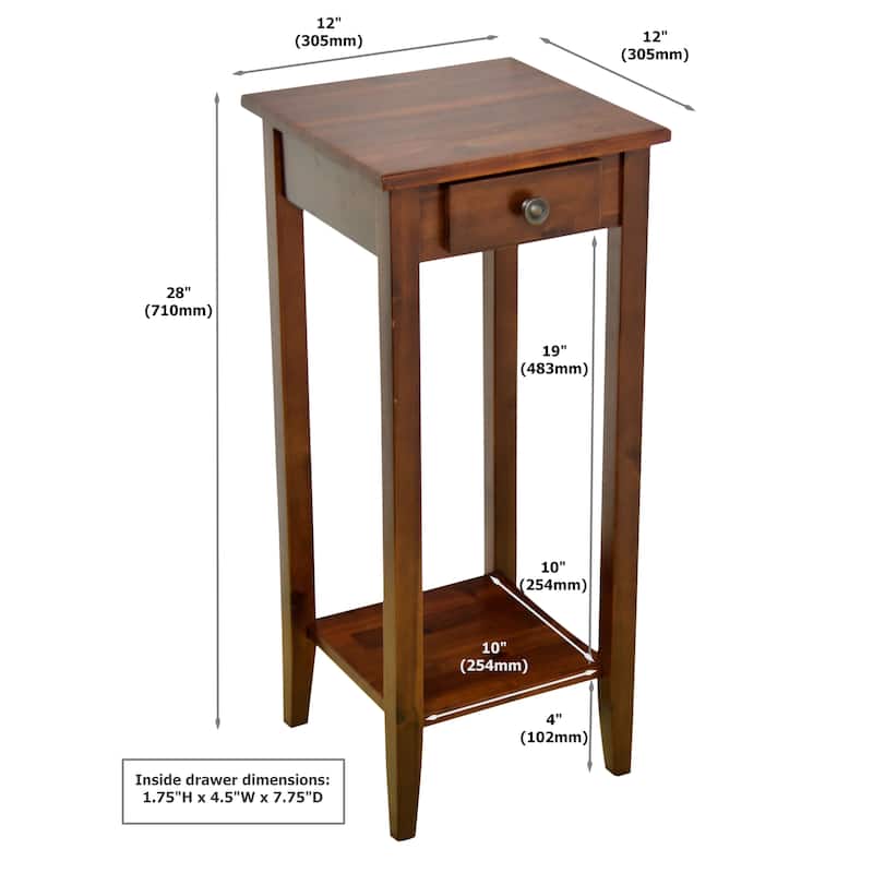 2-Tier Solid Acacia Wood Plant Table with Drawer