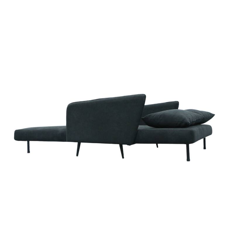 Linna Convertible Loveseat Sleeper, Modern Black, 2 Pillows, 61 Inch