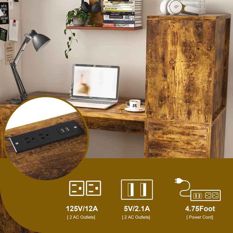 Computer Desk with 4-in-1 Socket