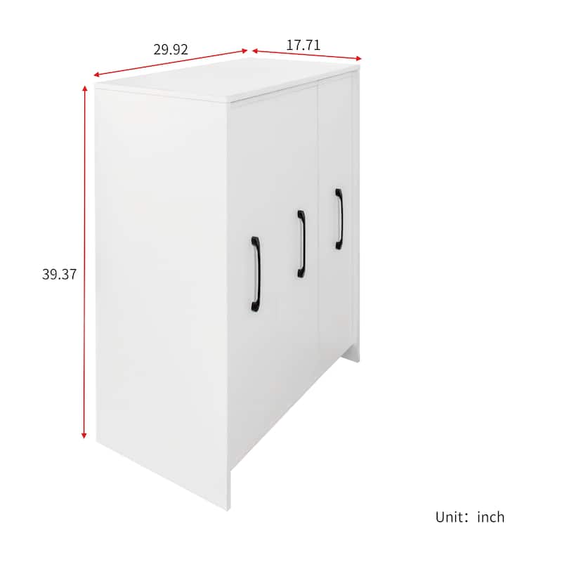 3 Tier Floor Standing Bookcase with Three Pulled Shelving Cabinet with Wheels