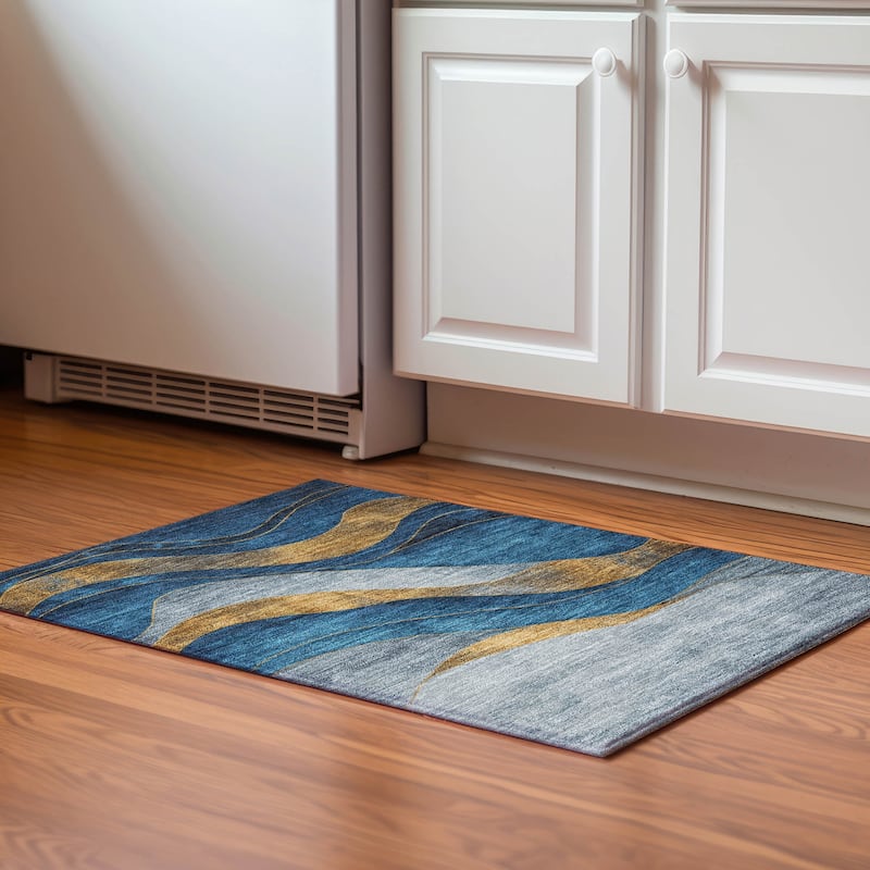 Premium Washable Super Soft Mayfield Rug - Blue - 1'8" x 2'6"