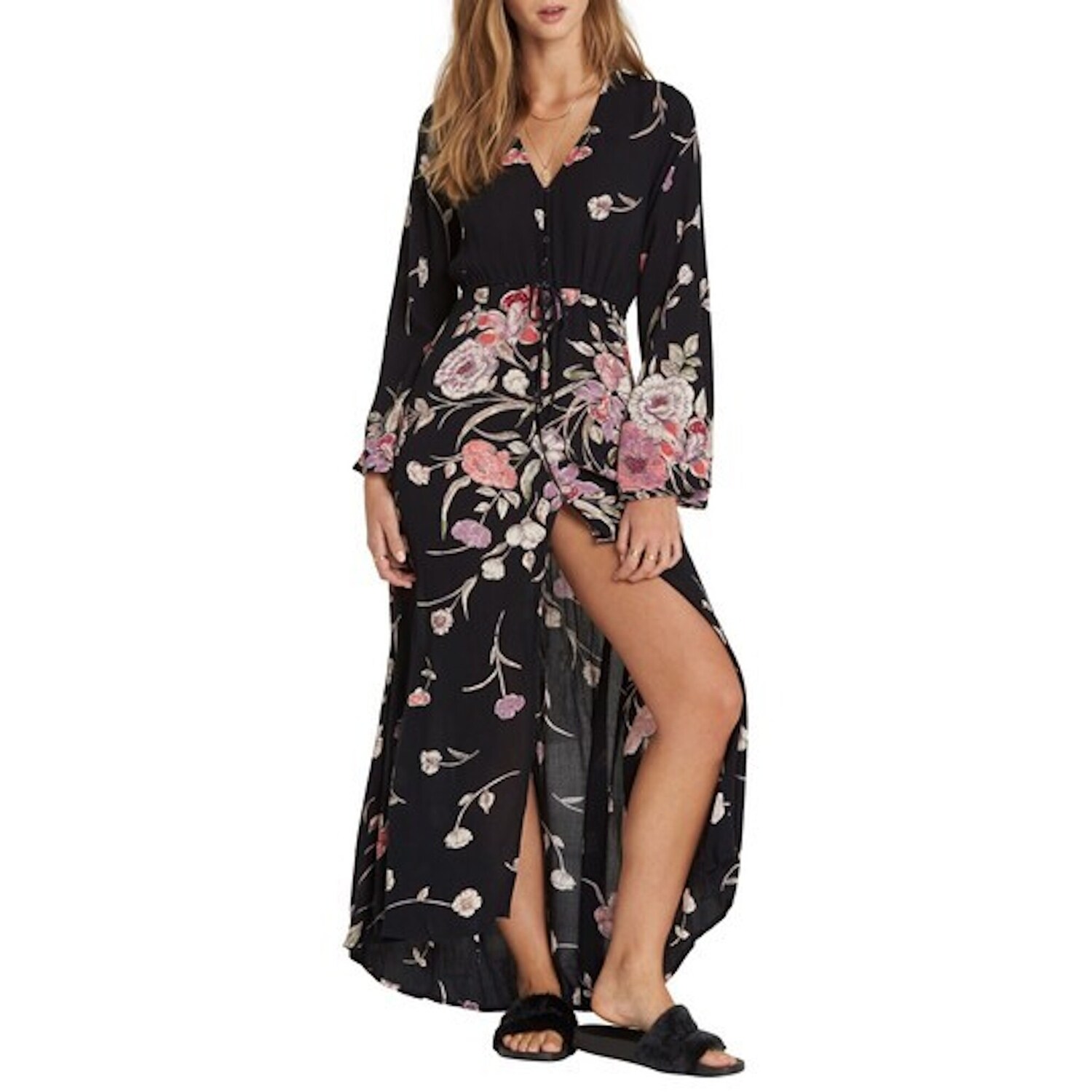 long sleeve maxi shift dress