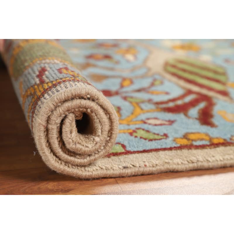 Hand Knotted Oriental 100% Wool Carpet Traditional All-Over Navy Blue & Blues Ziegler Area Rug - 5' 1'' X 3' 0''