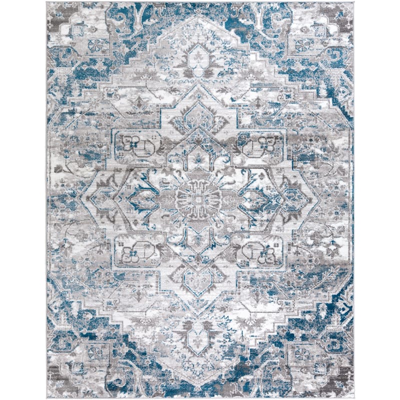 Livabliss Meadow View Distressed Medallion Area Rug