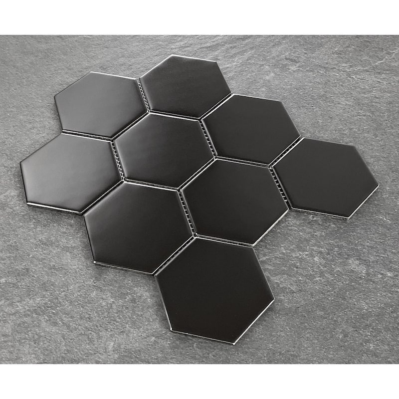 Porcelain Mosaic Tiles - White 4" Hexagon Mosaic Tiles