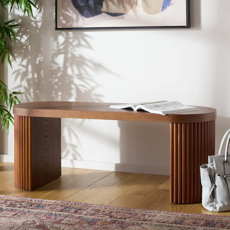 SAFAVIEH Enoki Oval Bench - 47"W x 16"D x 18"H - Walnut