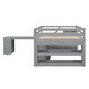 preview thumbnail 29 of 55, Full Size Loft Bed with Retractable Desk, Storage Drawers, and Stairs, Space-Saving