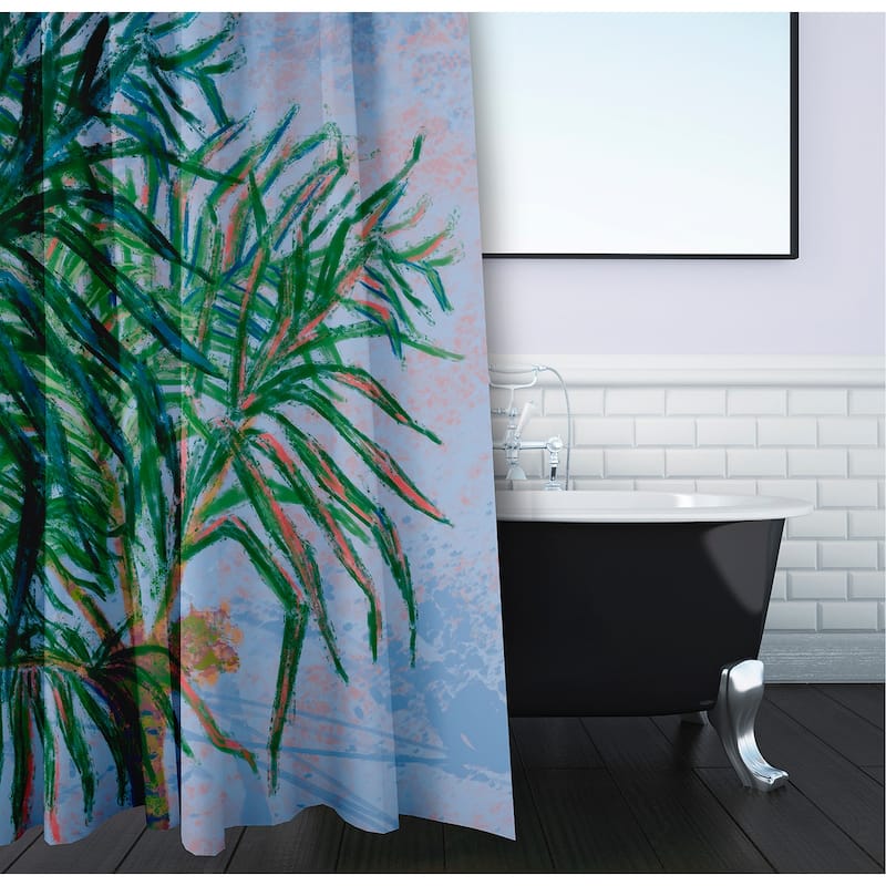 71 x 74-inch Palms Floral Print Shower Curtain