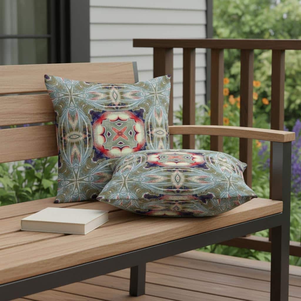 HomeRoots Set of Two 16" X 16" Green and Pink Blown Seam Floral Indoor Outdoor Throw Pillow - 16.00' X '16.00' X '5.00