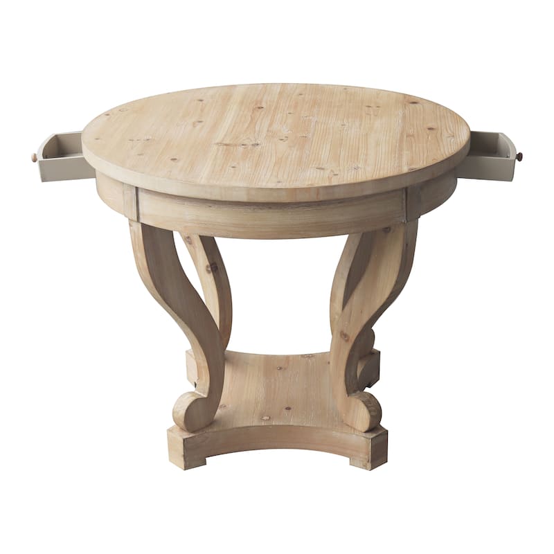Curved Legs Farmhouse Style Small Size Round Dining Table End Table Side Table Coffee Table for Dinette, Kitchen