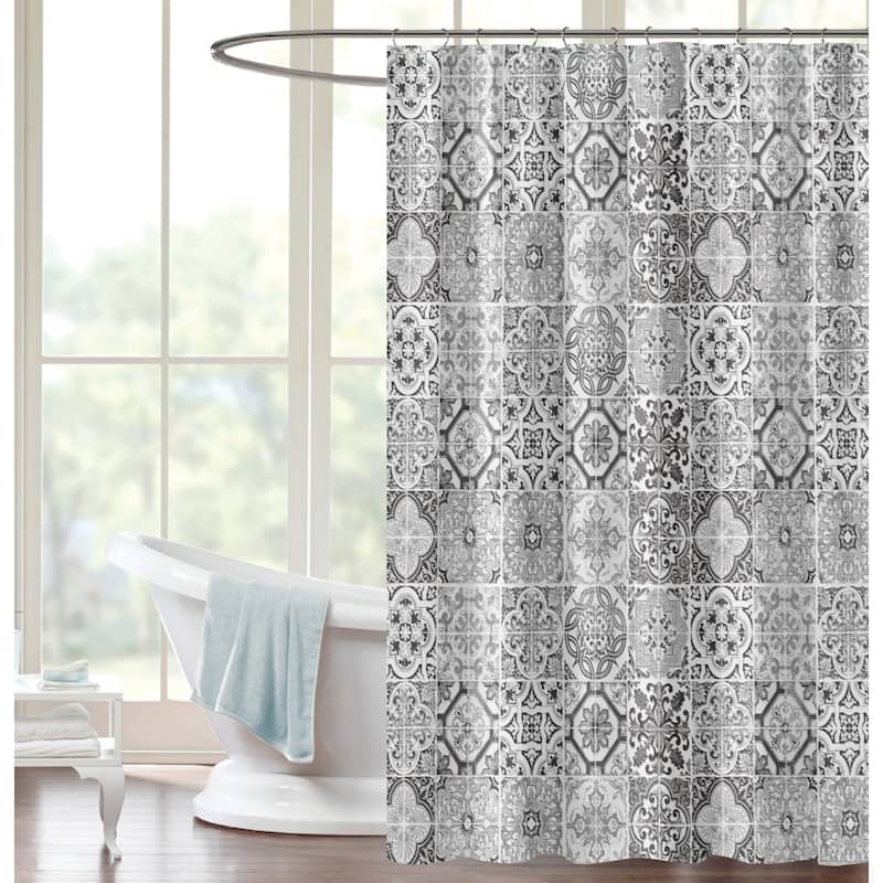 Novelty Peva 13-piece Shower Curtain with Hooks No liner needed - Tile