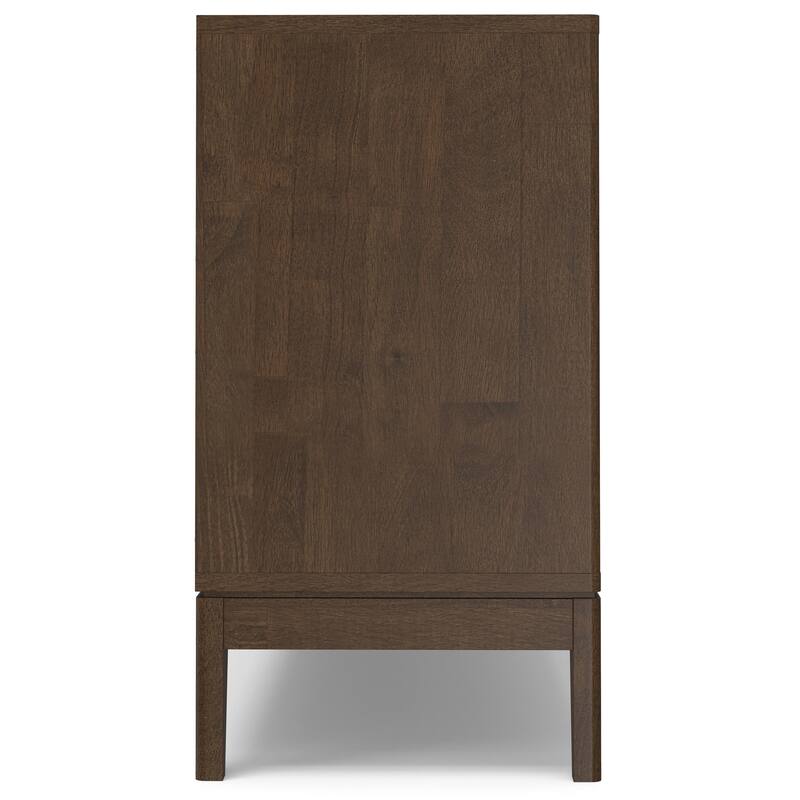 WYNDENHALL Pearson SOLID HARDWOOD 60 inch Wide Rectangle Modern 3 Door Sideboard Buffet / Storage Cabinet in Walnut Brown