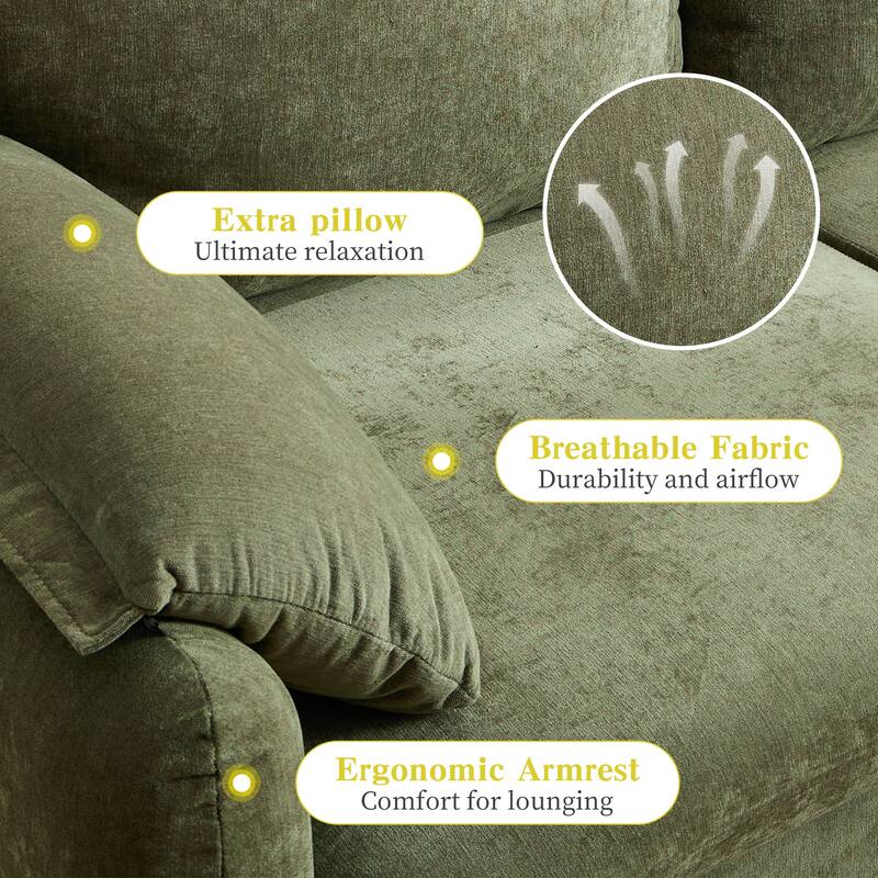 71.28" Chenille 2-Seater Sofa with Cloud-Like Cushion & Sponge Support