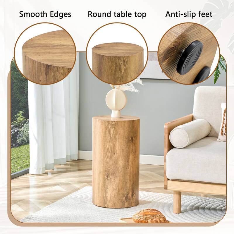 Mulfunctional Coffee Table Side Table Sofa Table, Natural End Table Lamp Table for Living Room Bedroom