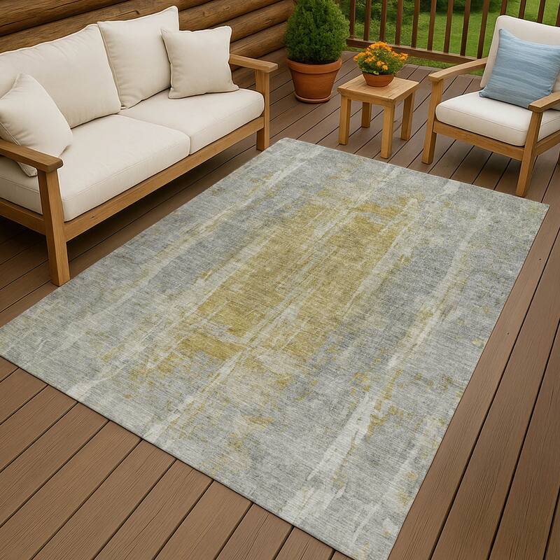 Machine Washable Indoor/ Outdoor Vintage Ombre Chantille Rug