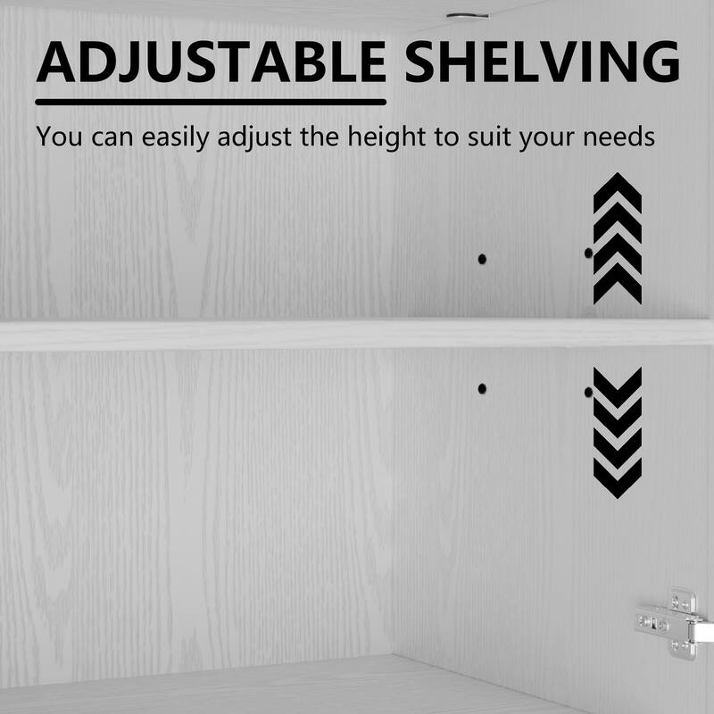 Dovelina Sideboard Buffet Storage Cabinets with Adjustable Shelves,Rattan Door - 62"Lx31"H