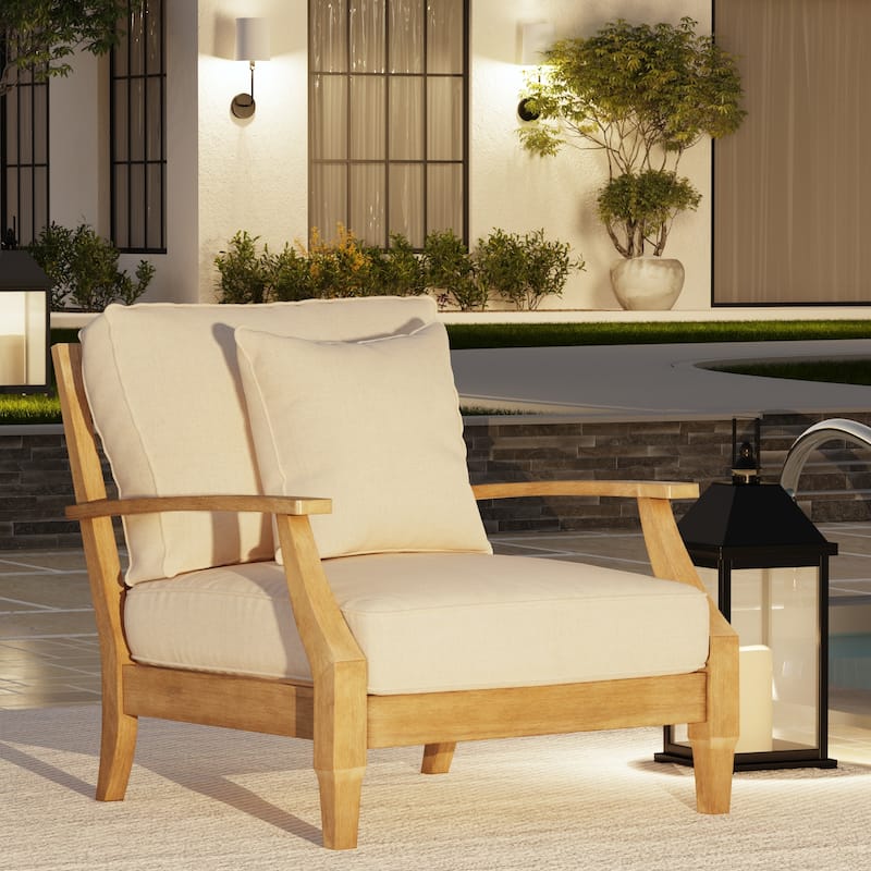 SAFAVIEH Couture Outdoor Patio Furniture Martinique Wood Arm Chair - 31"W x 36"D x 33"H