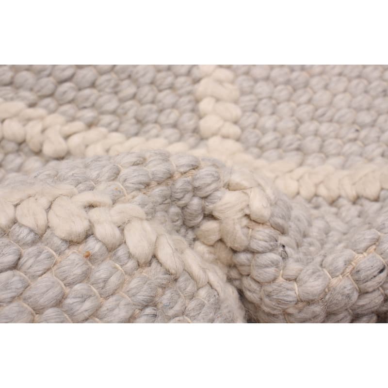 ECARPETGALLERY Braid weave Sienna Grey Wool Rug - 2'2 x 13'4