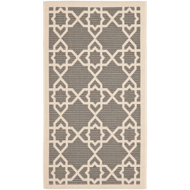 SAFAVIEH Courtyard Lawanda Trellis Indoor/ Outdoor Waterproof Patio Backyard Rug - 2' x 3'7" - Grey/Beige
