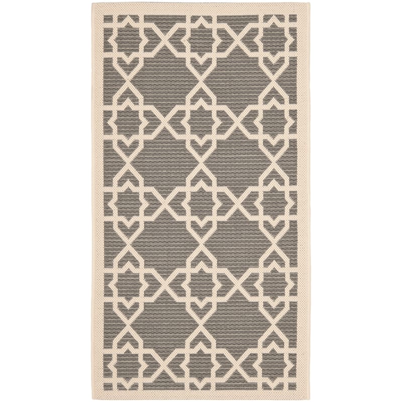 SAFAVIEH Courtyard Lawanda Trellis Indoor/ Outdoor Waterproof Patio Backyard Rug - 2' x 3'7" - Grey/Beige