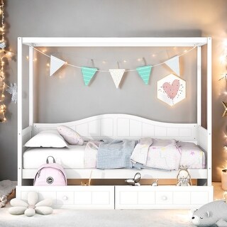 Twin Canopy Daybed with 2 Storage Drawers